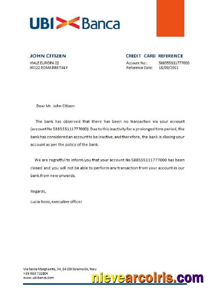 Italy Ubi Banca closure reference